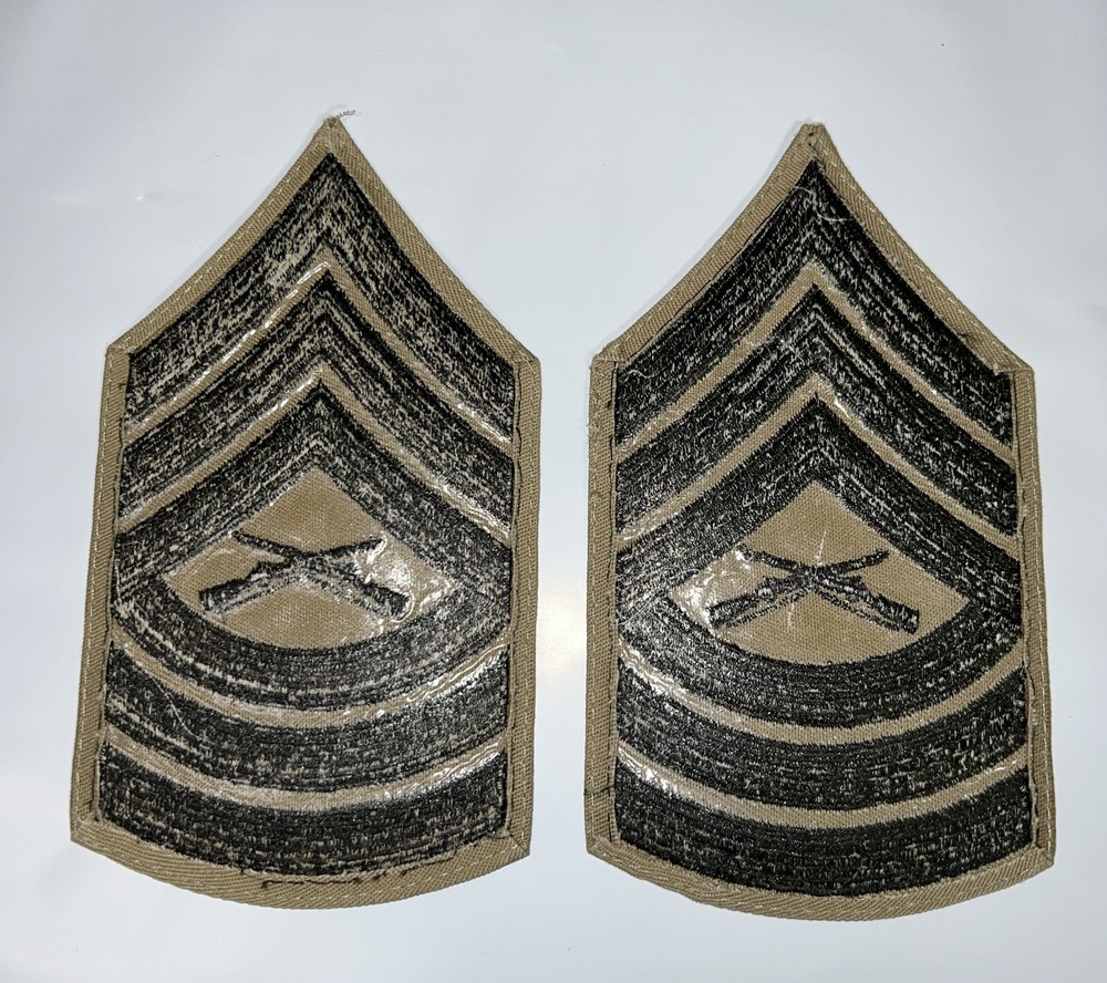 USMC Marines Chevron Master Sergeant USMC Patch Green Khaki Military E-8 MSGT