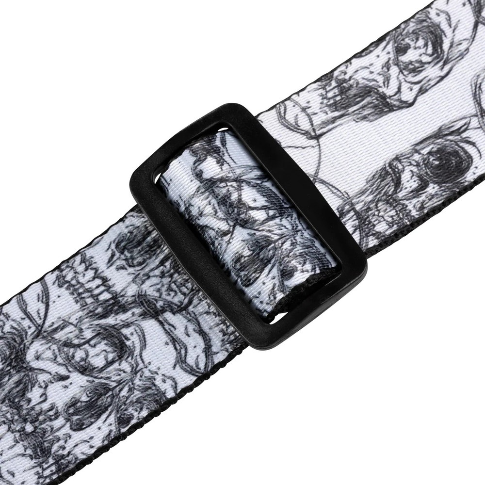 Levy's MPD2-048 2" Polyester Guitar Strap With White & Black Skulls Design