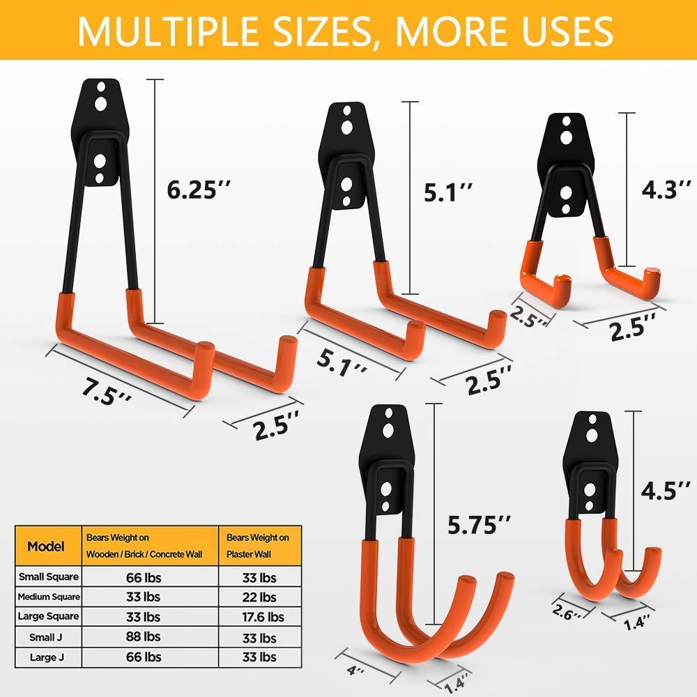 Intpro 12pack Steel Garage Storage Utility Hooks 12pack, Orange