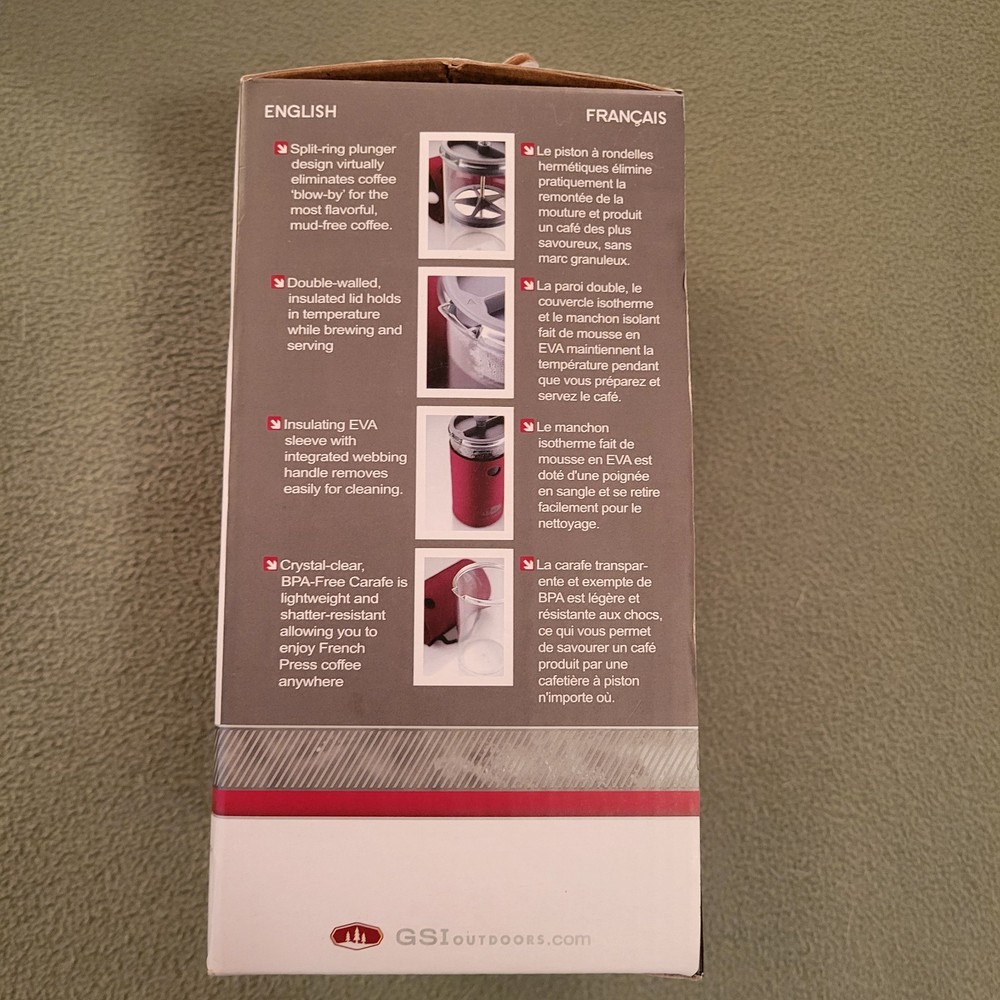 GSI Outdoors 30 Fl. oz. Java Press- Portable French Press Coffee Red Color