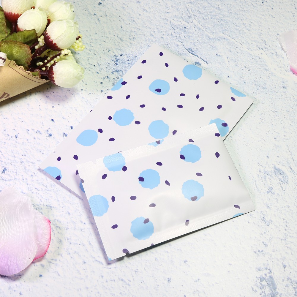 Flat Matte Blue Patterned Design Open-Top Heat-Sealable Packaging Pouches