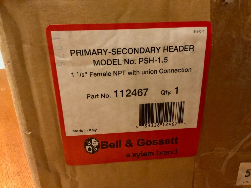 Bell & Gossett Primary Secondary Header Model# PSH-1.5, Part# 112467