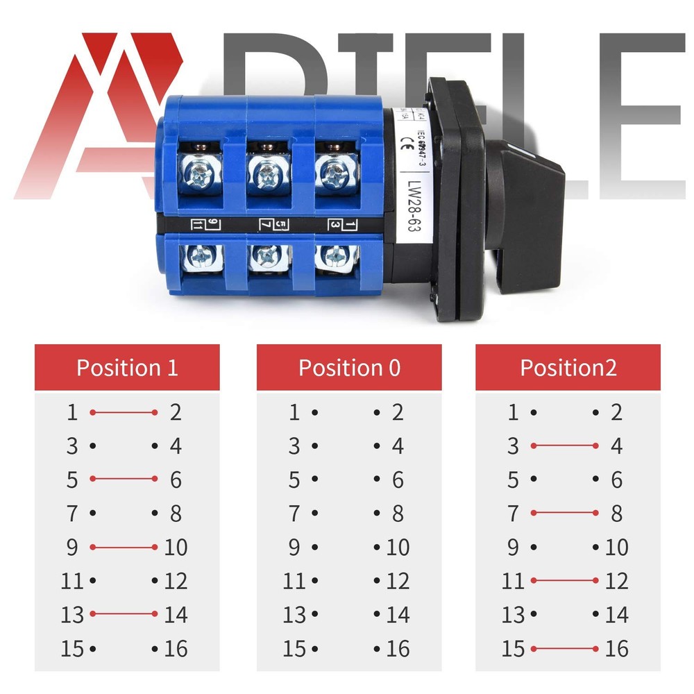 Changeover Selector Switch 3 Position 440V Universal Cam Selector (20A 8 Termina