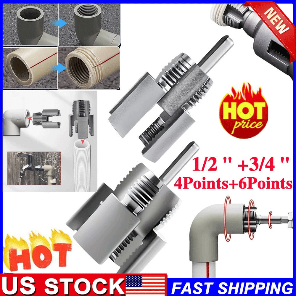 2pcs Integrated Internal & External Pipe Threading-Tool, PVC Pipe Threader Kit ~