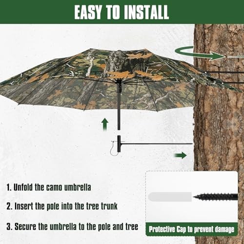 Portable Camo Tree Stand Umbrella, 57" Hunting Accessory for Ground Blind Shield