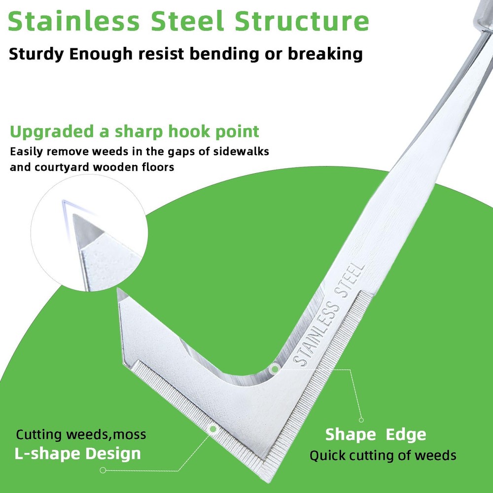 Crack Weeder Crevice Weeding Tool With Upgrade Sharp Hook Point Lshaped Weed Pul