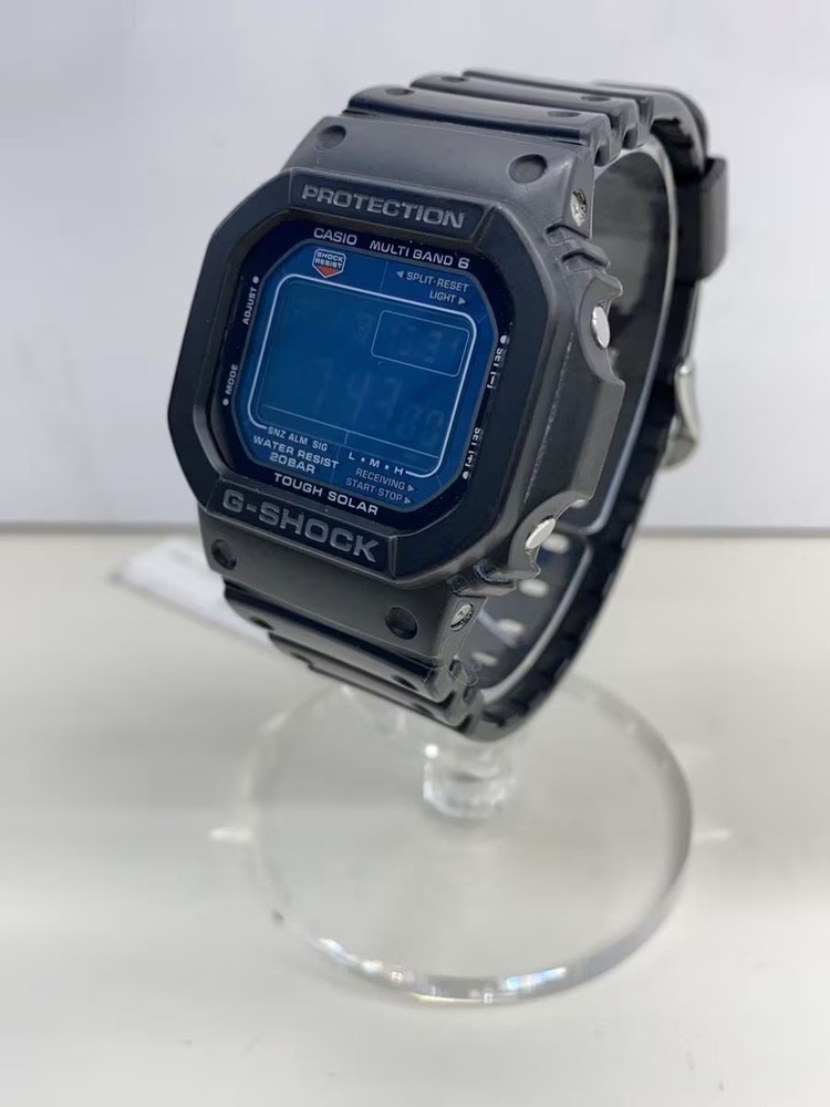 CASIO Solar Wristwatch G SHOCK Digital Rubber BLK BLK Plastic