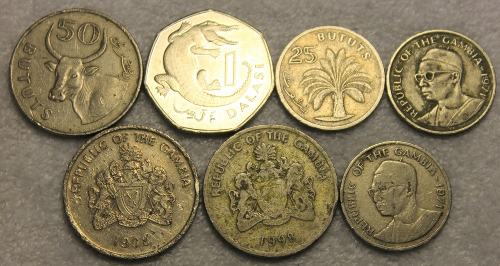 7 coins from Gambia