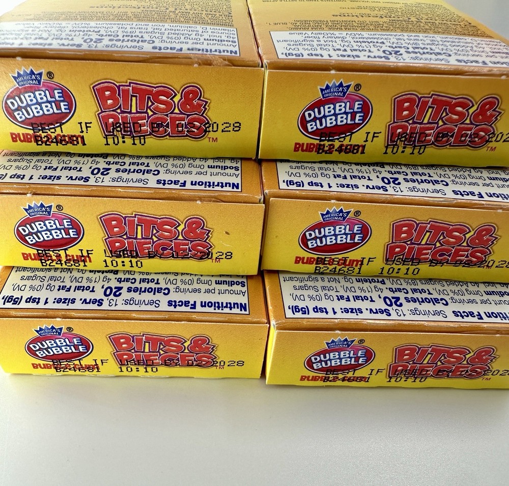 4-PACK/BOX LOT DUBBLE BUBBLE BITS & PIECES AMERICA'S ORIGINAL ASSORTED FRUIT GUM