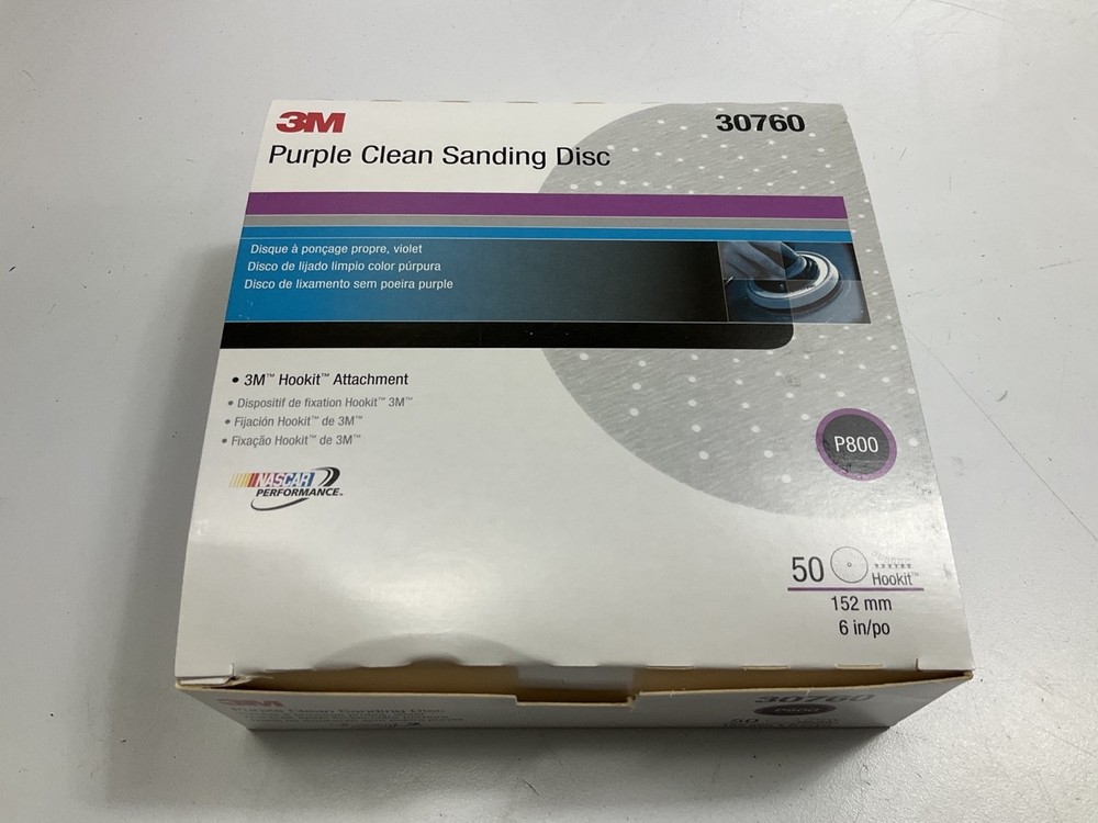 3M 30760 6" Hookit Purple Multi-Hole Clean Sanding Disc P800 Grit, 50 Discs