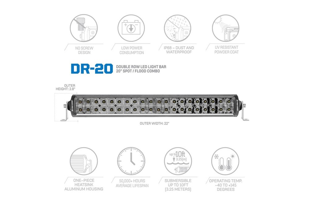 Pro Comp Double Row 20 Inch LED Light Bar White Combo
