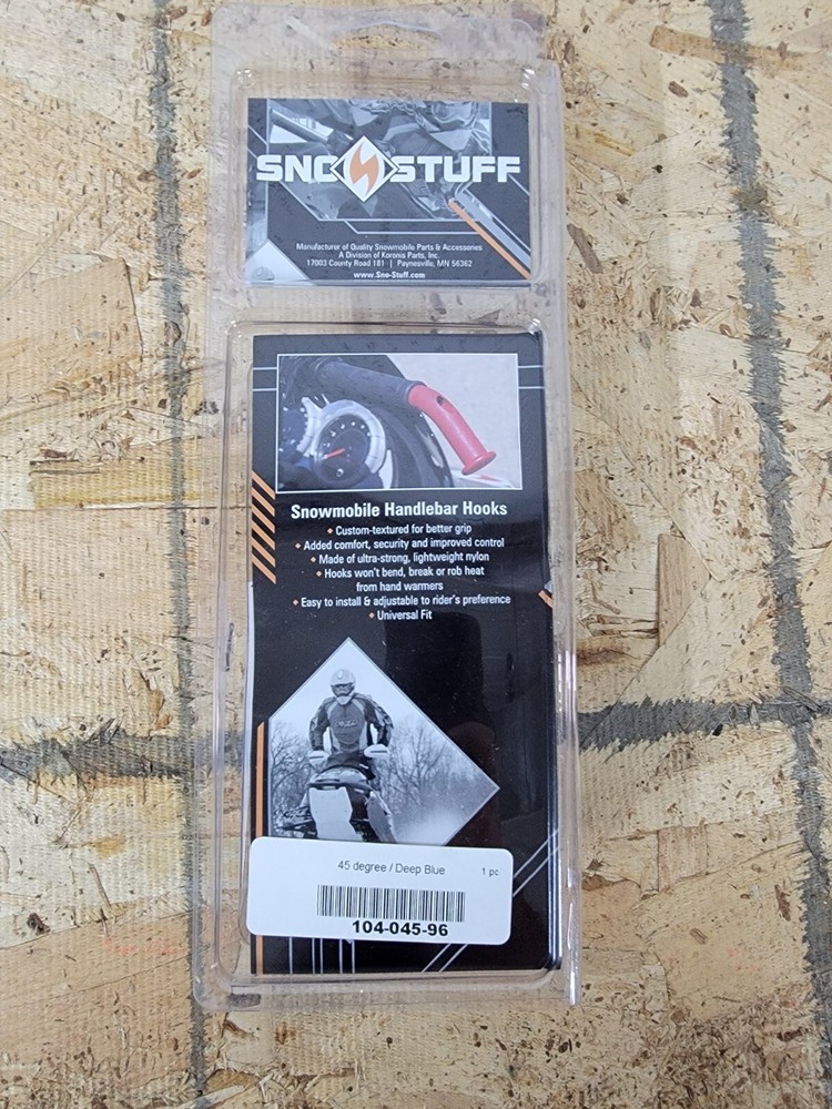 NEW Sno-Stuff DEEP BLUE 45 Degree Snowmobile Handlebar Hook. #104-045-96