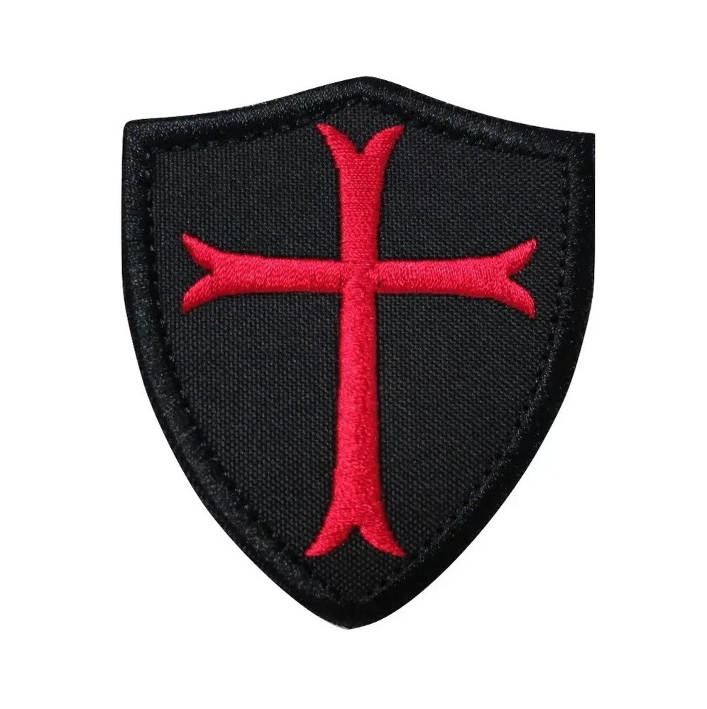 Knights Templar Cross Shield Embroidered Hook & Loop Tactical Morale Patch