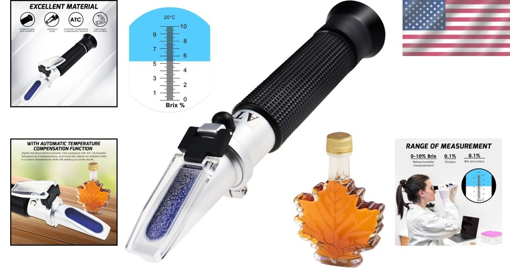 Portable 0-10% Brix Refractometer for Precise Sugar Content Testing & LED Light