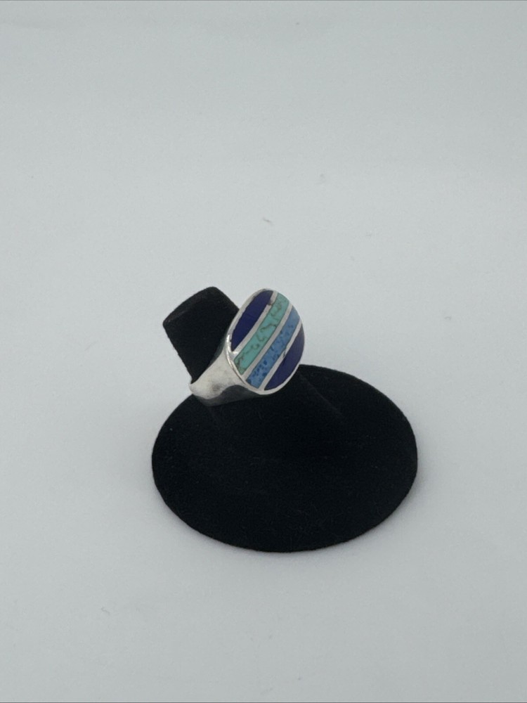 Sterling Turquoise And Lapis Lazuli Ring Size 6
