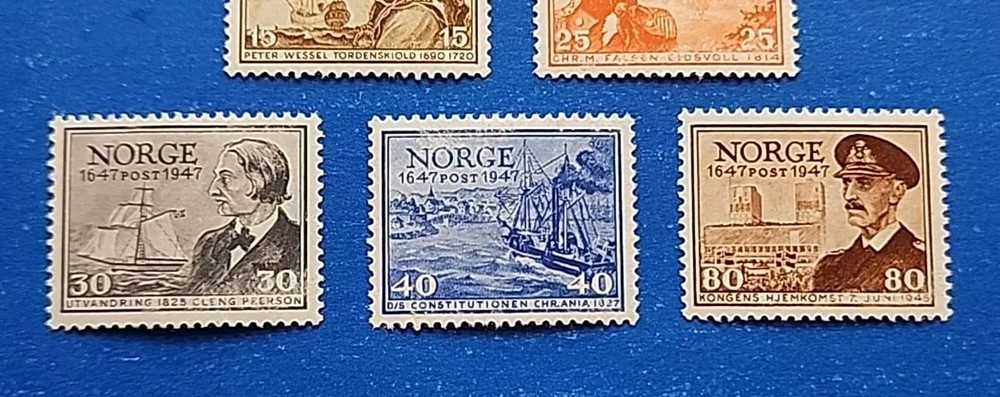Norway Stamps, Scott 281-284, 289 MLH