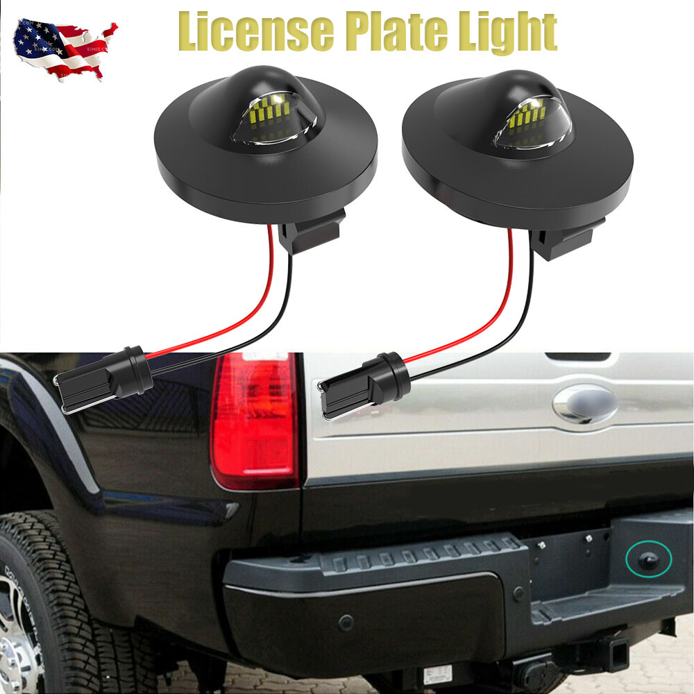 2x LED License Plate Light Rear Bumper Tag Assembly Lamp Fit 1990-97 Ford F-350