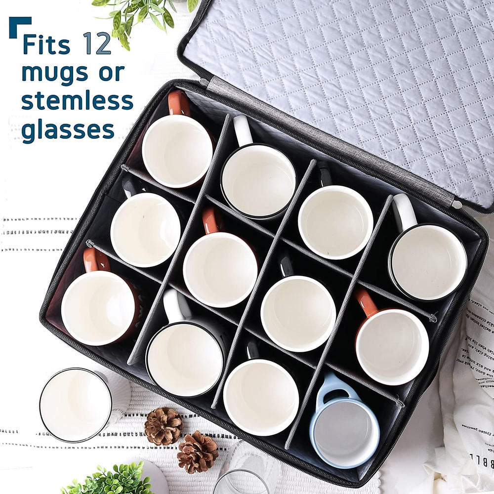 Coffee Mug Storage, Quilted and Stackable Coffee Cup Storage Organizer for Servi