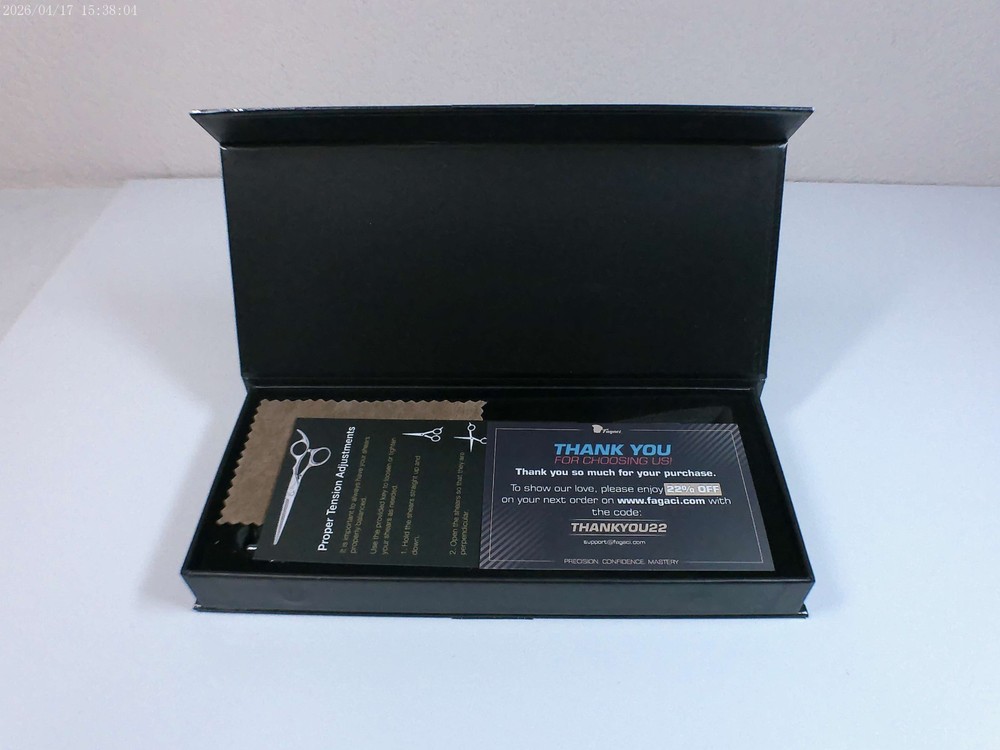 Fagaci Razor Thinning Shears with Case & Accessories. Left Hand.