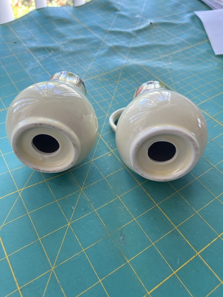 Crocus pattern Handled Salt & Pepper Shaker 5" Hall Pottery Company