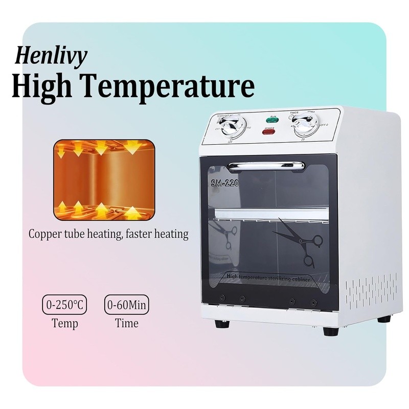 High Temp Adjustable Timer Double Layer Stainless Steel Tool Sterilizer New