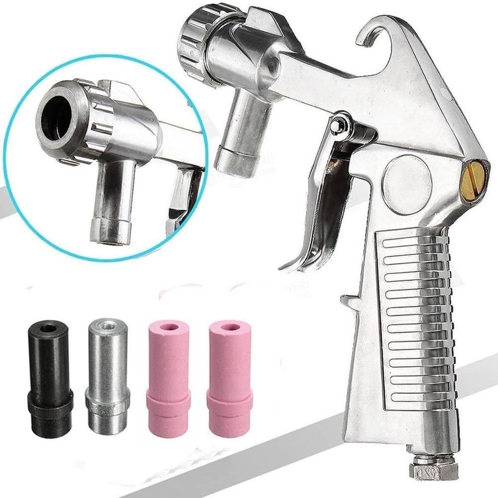 Versatile Sandblasting Gun with Aluminum Nozzles for Efficient Surface Cleaning