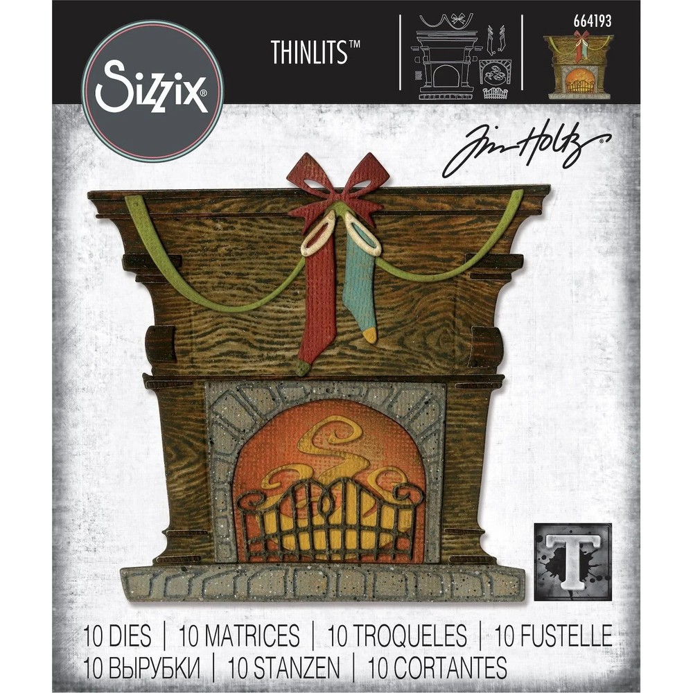 Tim Holtz "FIRESIDE" Fireplace Christmas Sizzix Thinlits Cutting Dies 2025