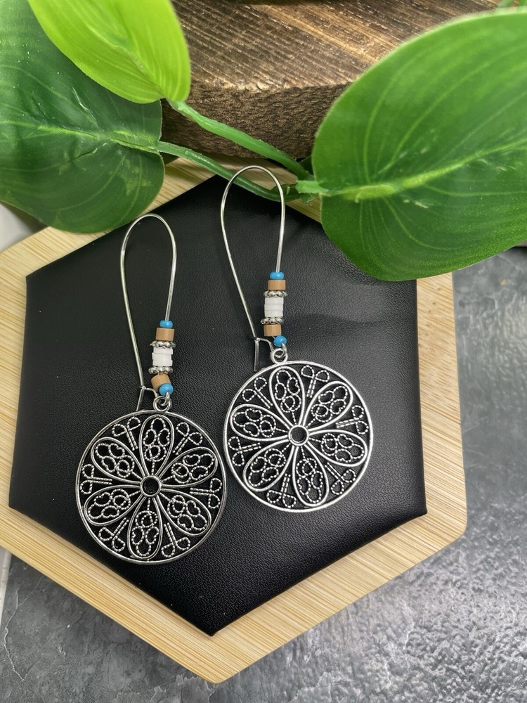 2.5” Silver-tone Retro Boho Dangle Earring Set New Free Ship B4558