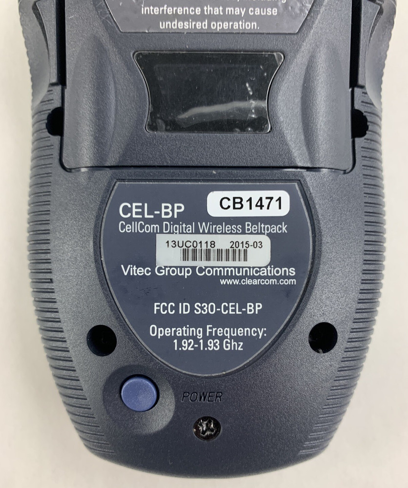 Clear-Com CEL-BP Cellcom Digital Wireless Beltpack Power Tested
