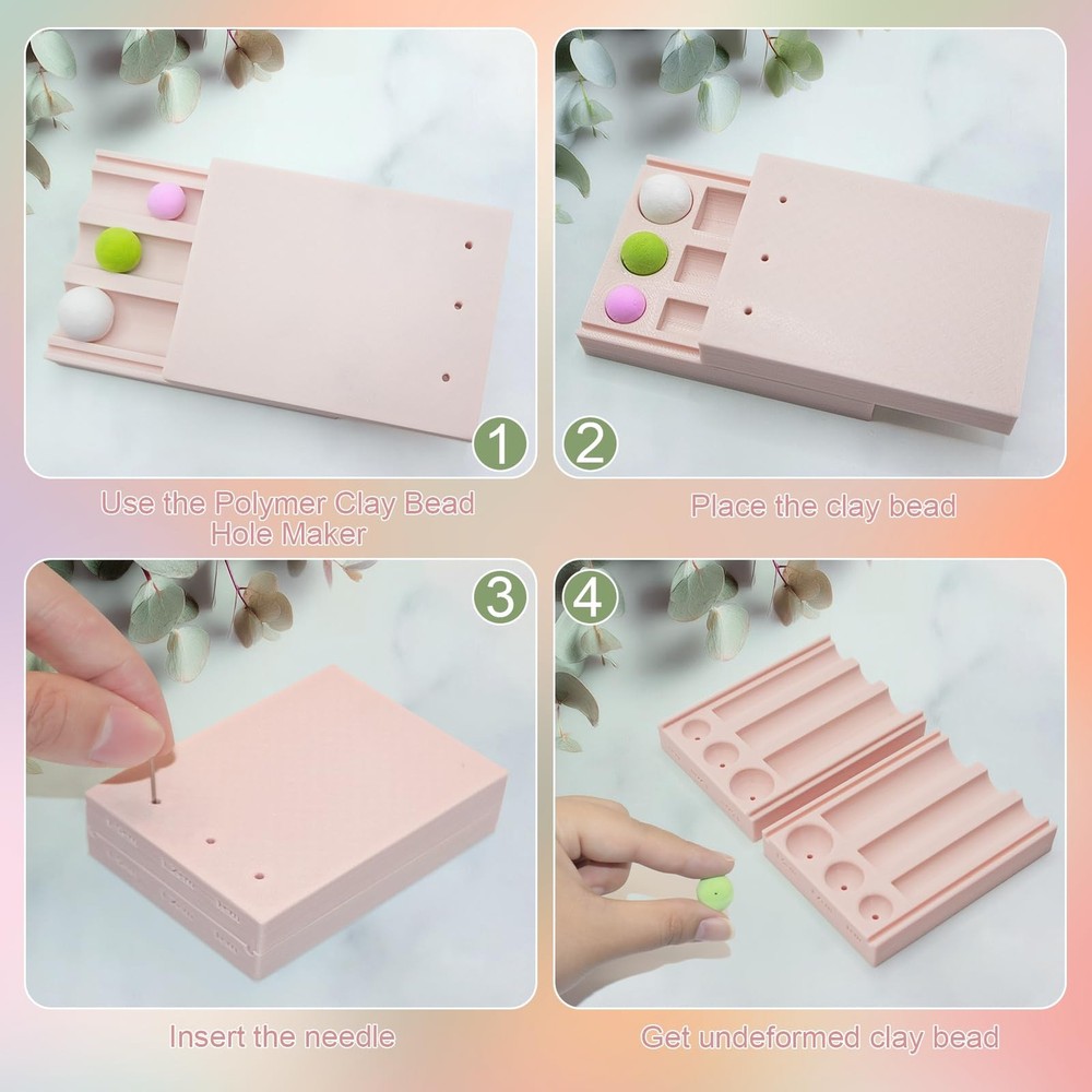 GeryVtee Clay Bead Hole Maker Polymer Earring Tool Size 2, white