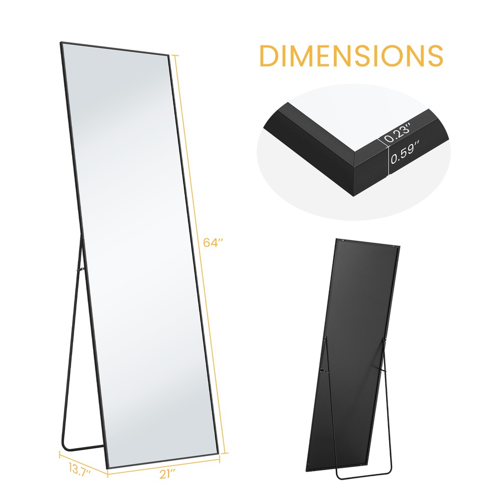 Full Length Floor Mirror, Wall Mounted Rectangle Floor Mirror Hanging or Leaning