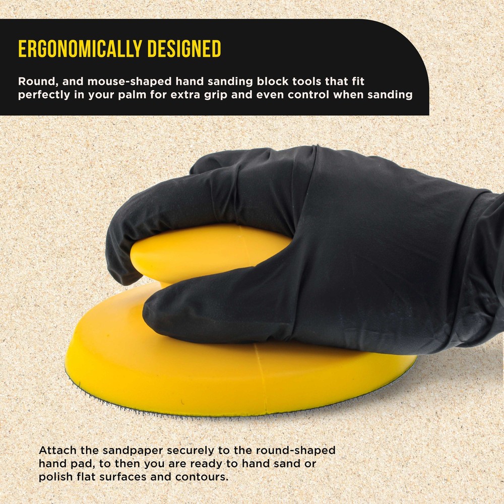 2ea 5" Round-Shaped Hand Sanding Block Pads for Hook & Loop and PSA 5" DA Discs