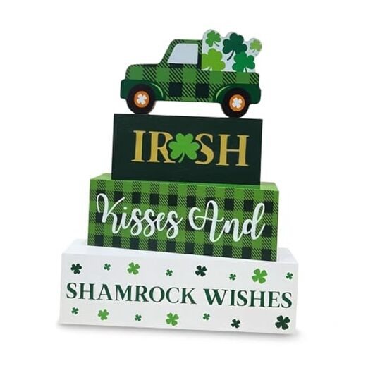 St. Patrick's Day Decorations, 4 Pcs Wooden St. Patrick's Day Table