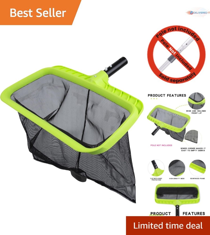 Swimming Pool Leaf Skimmer Net Reinforced Frame Deep Rake Pool Cleaning Tool