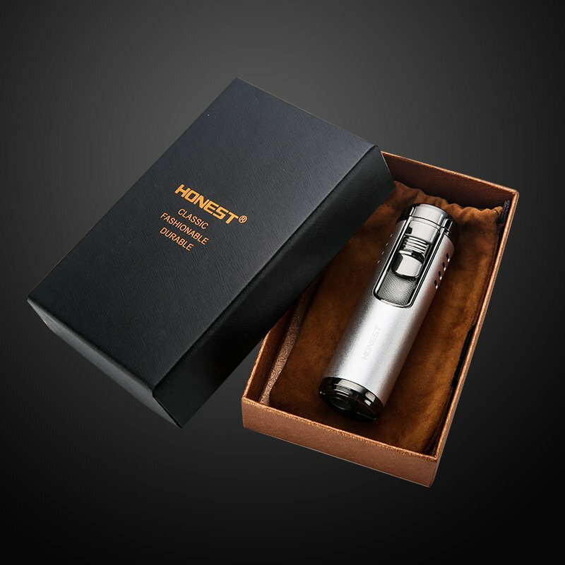 4 Jet Flame Torch Lighter Cigar Lighter Adjustable Refillable Butane Gas Gift