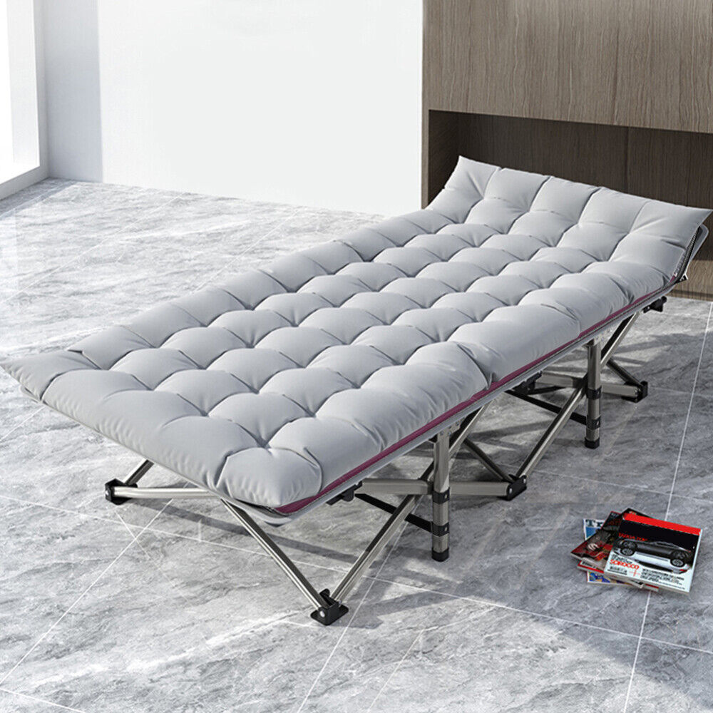 Adults Heavy Duty Folding Camping Cot Portable 4-Fold Adjustable Folding Cot&Mat