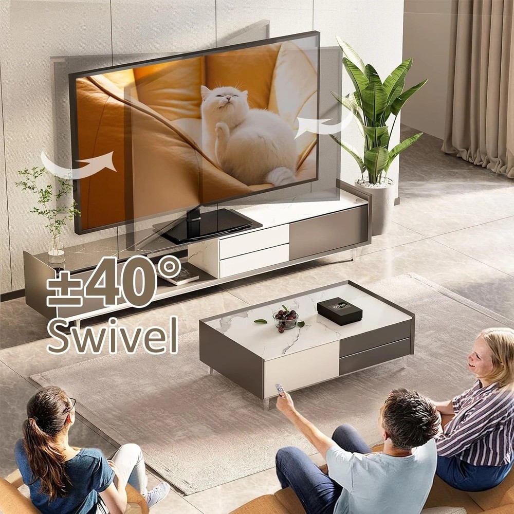Table Top TV Stand 32-65" | 4 Level Height Adjustments-