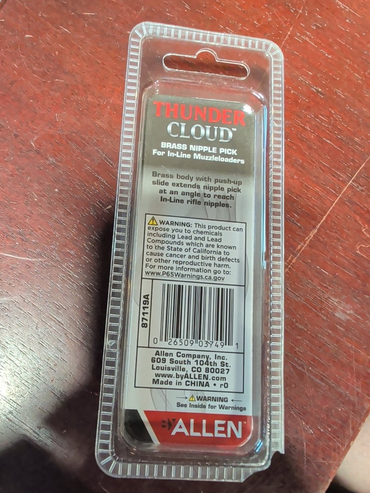 Black Powder Muzzleloaders In-Line Accessories Brass Nipple Pick Thunder Cloud®