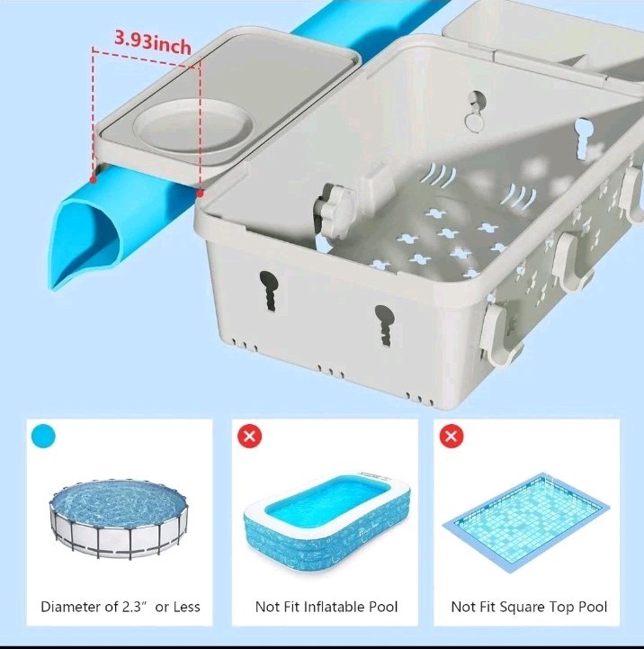 2 Pack Poolside Storage Basket, Above Ground Hanging Pool Storage Basket Grey