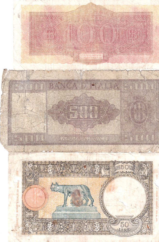 Italy Assorted Lot of 3 Notes VG-VF