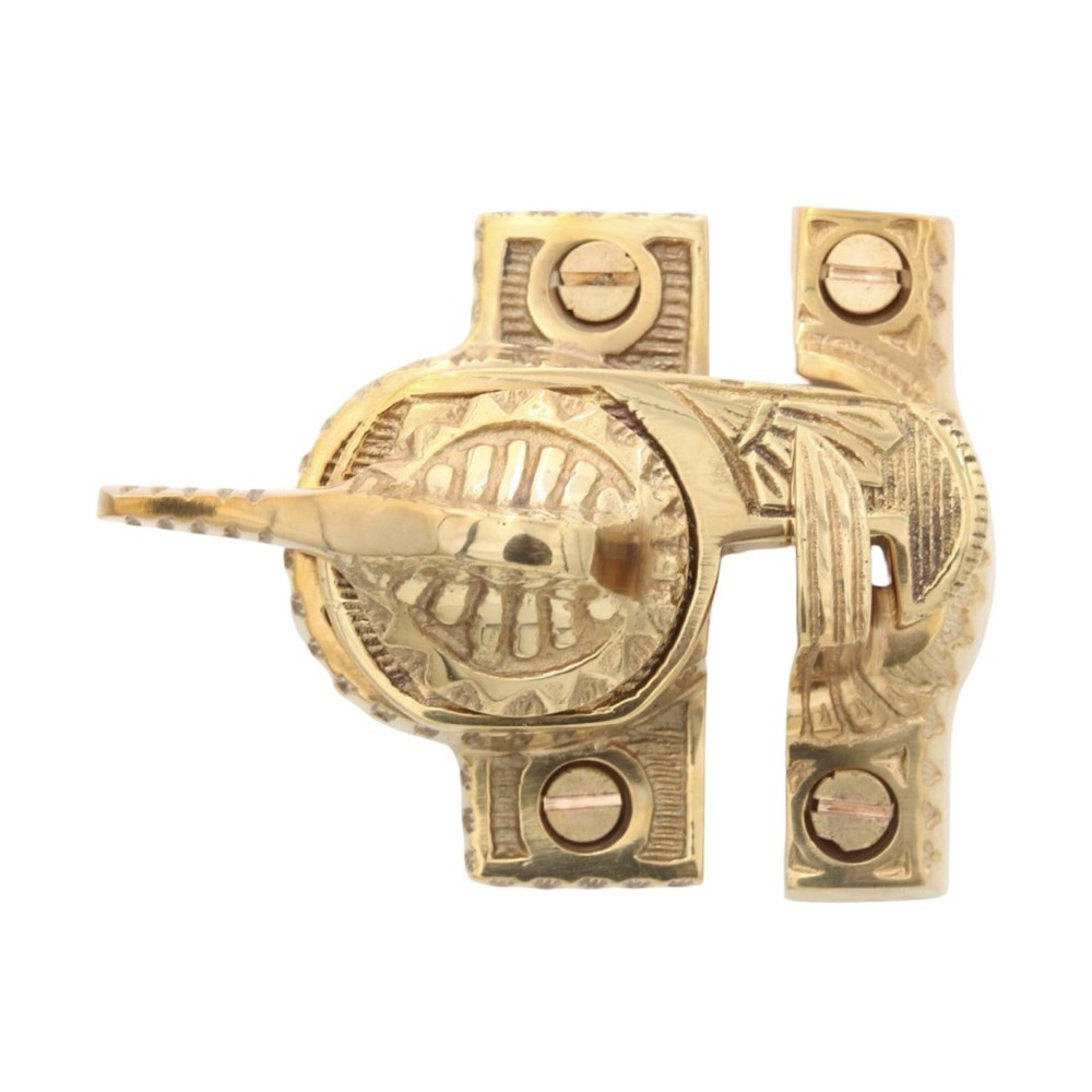 Victorian Style Sundial Motif Window Sash Lock Solid Brass