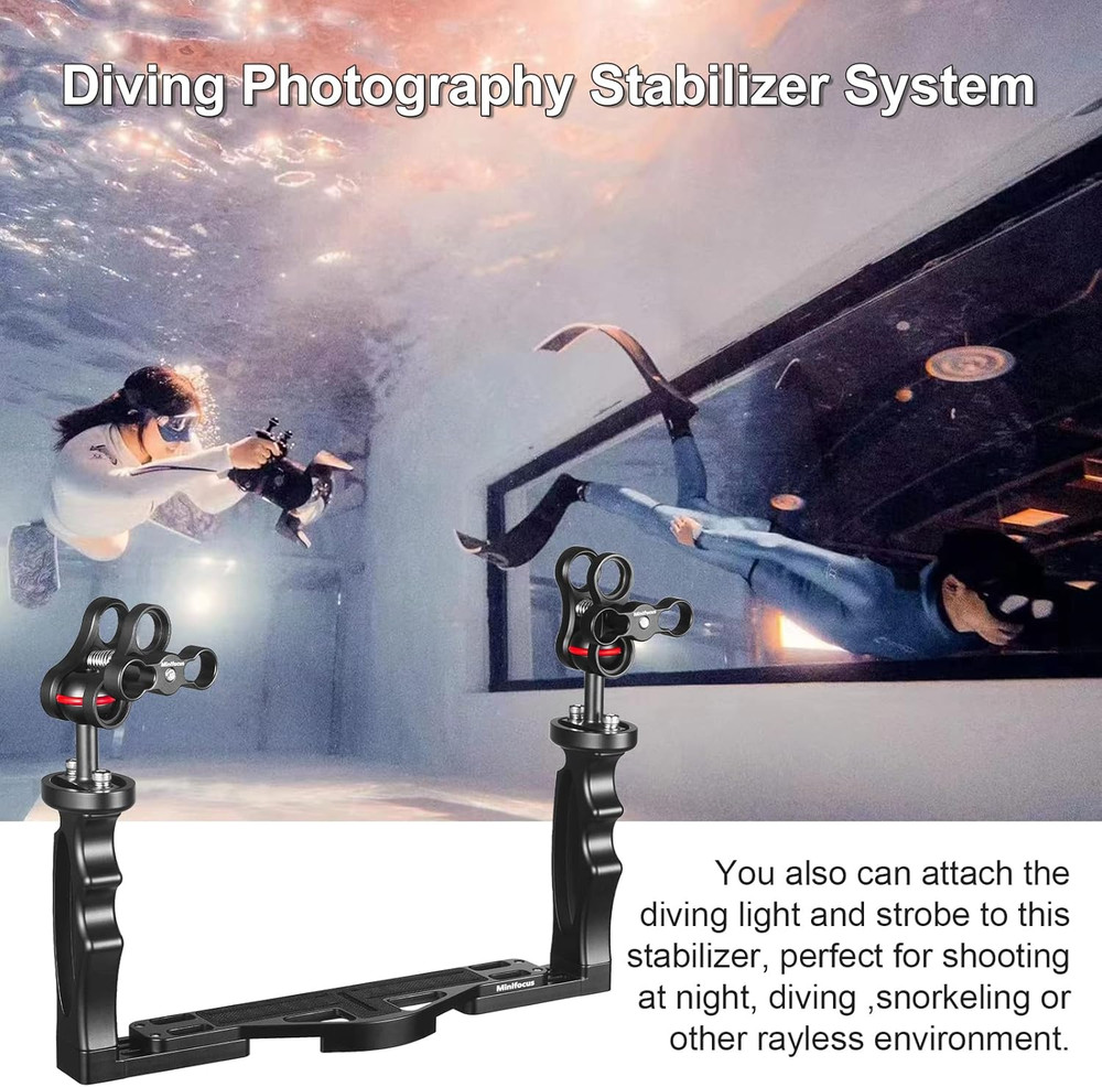 Underwater Camera Handle Tray Bracket, Dual Handle Extendable Aluminum Alloy Vid