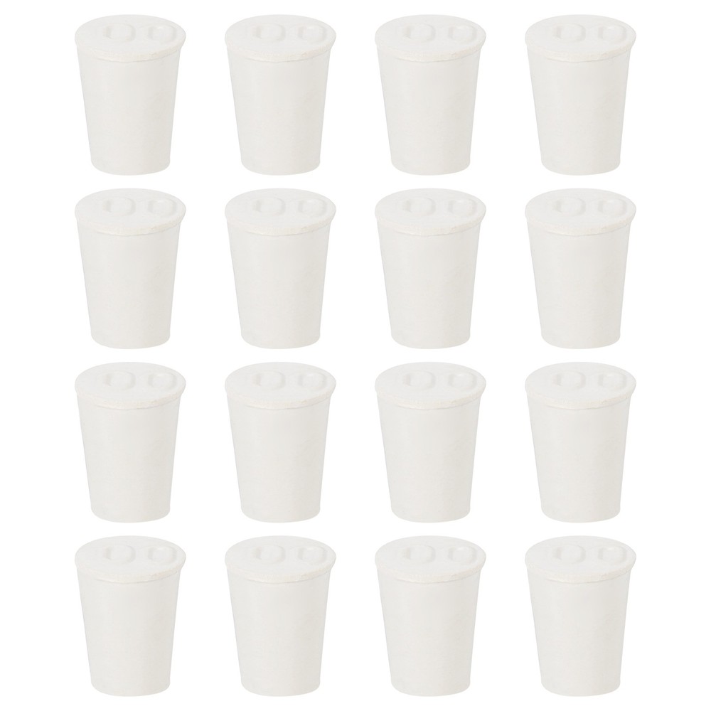 32Pcs Solid Rubber Stoppers, White 00# Tapered Lab Plugs, 15x11x20mm