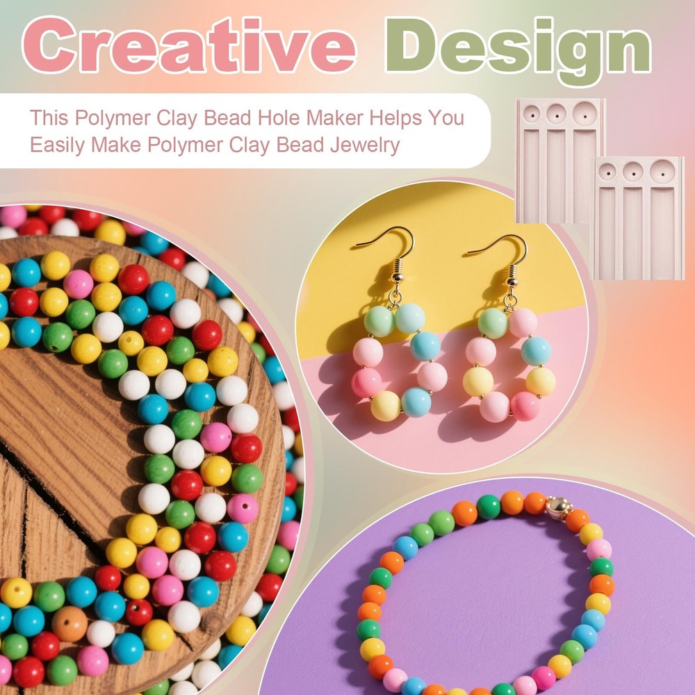 GeryVtee Clay Bead Hole Maker Polymer Earring Tool Size 2, white