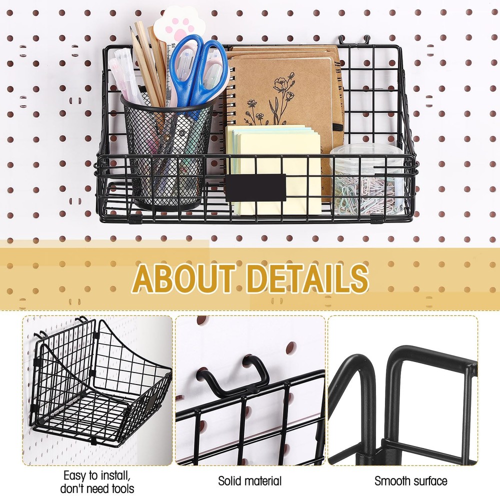 4 Pcs Peg Board Bins and Baskets Peg Board Organizer Pegboard Pegboard Basket...