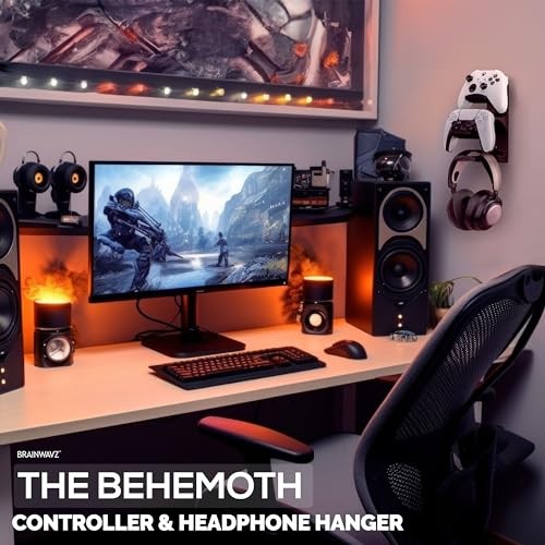 The Behemoth - Dual Game Controller & Headphone Stand Wall Mount Holder -