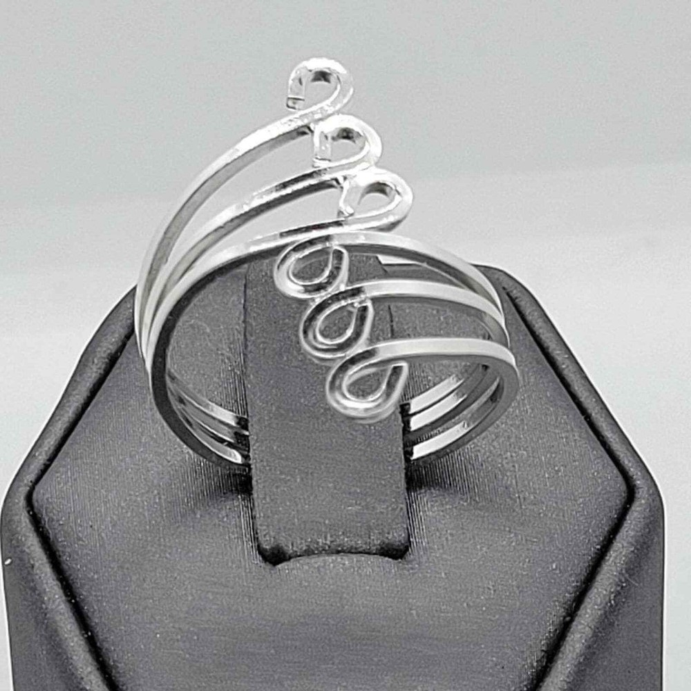 Triple Curls Wrap Silver Ring - 9