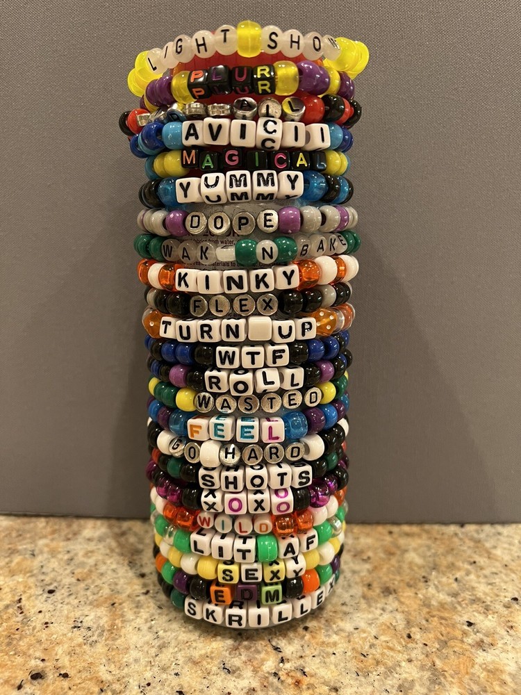 20 Random Kandi Singles Bracelets EDM PLUR +Fast Shipping