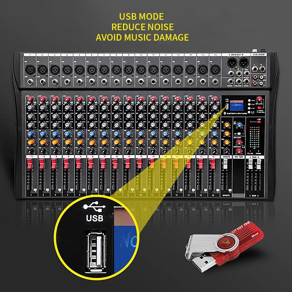 Professional 16-Channel Audio Mixer and DJ Controller for Studio Recording