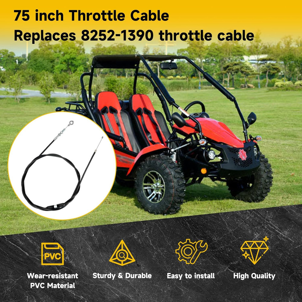 75 Inch Go Kart Throttle Cable Kit Compatible with Predator 212Cc 196Cc VM22 VM2